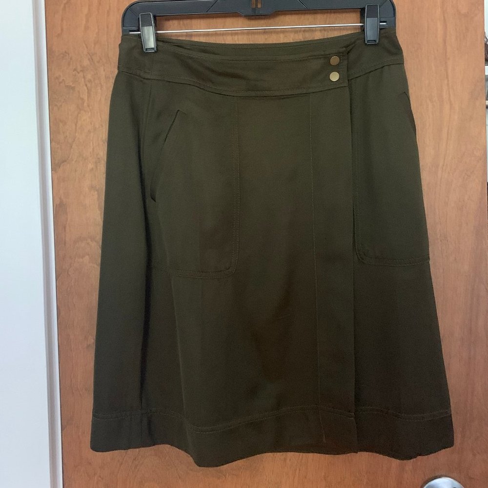 LOFT Dark Olive Wrap Skirt